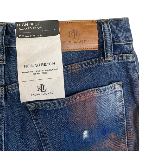 Ralph Lauren High Rise Relaxed Fit Painted Cropped Jeans size 2 (26) - Picture 5 of 7